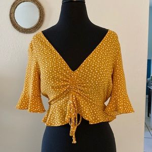 Forever 21 Yellow Polka Dot Top